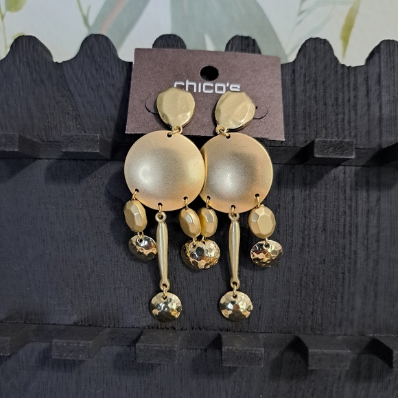 Chicos Gold Tone Dangle Earrings - Picture 1 of 3